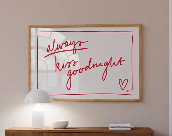 Always Kiss Goodnight Love Print, Romantic Decor