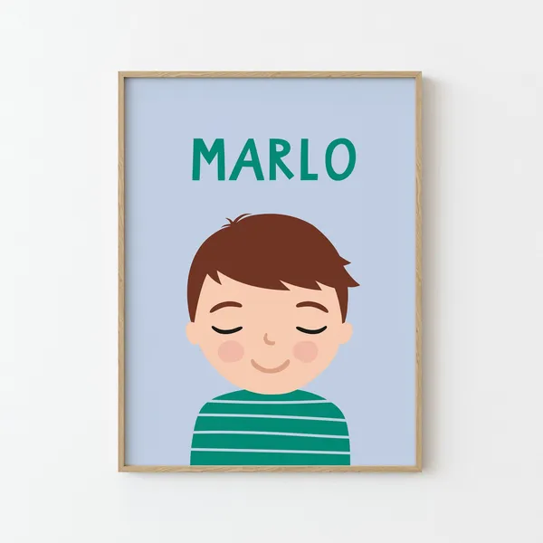 Personalized Boy Portrait Illustration For Kids Room