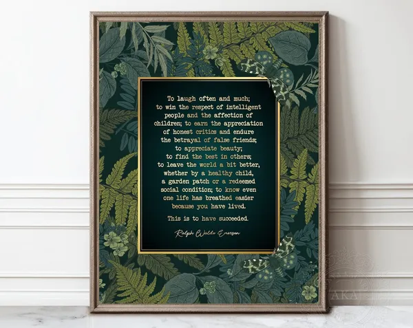 Ralph Waldo Emerson Quote Art, Gold Graduation Print