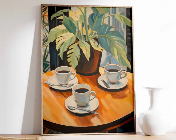 Vintage Coffee Print, Retro Kitchen Decor Poster