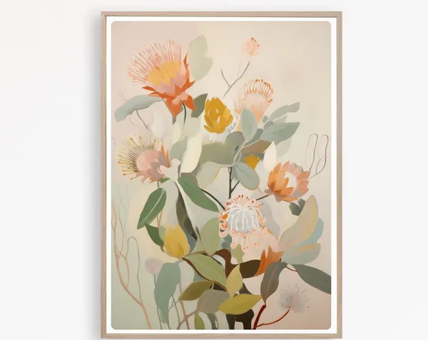 Abstract Native Flower Art Print, Boho Botanical