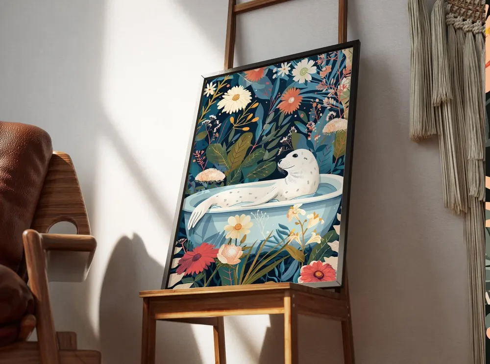 Seal Boho Jungle Bathroom Art Print - Image 2
