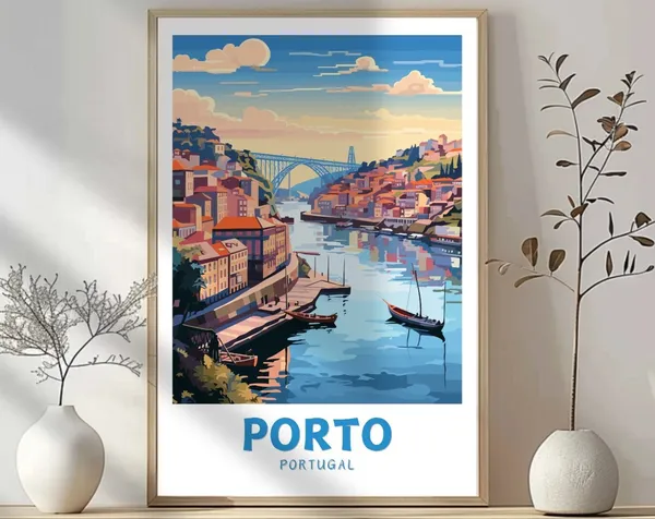 Porto Riviera Scenic Waterfront Travel Poster