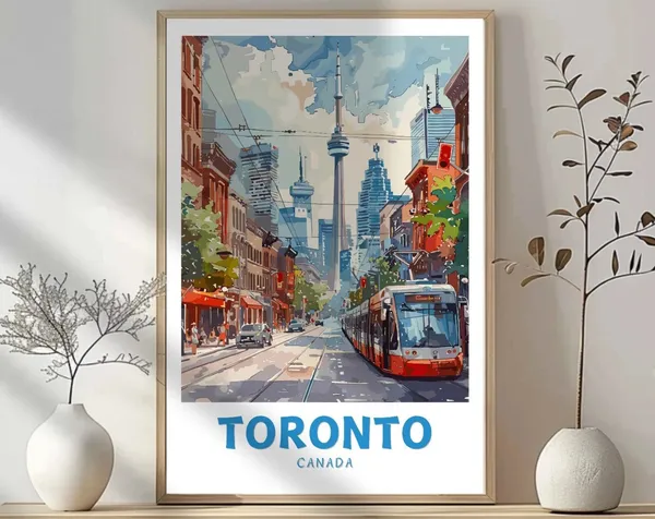 Toronto Downtown Skyline Travel Poster, CN Tower