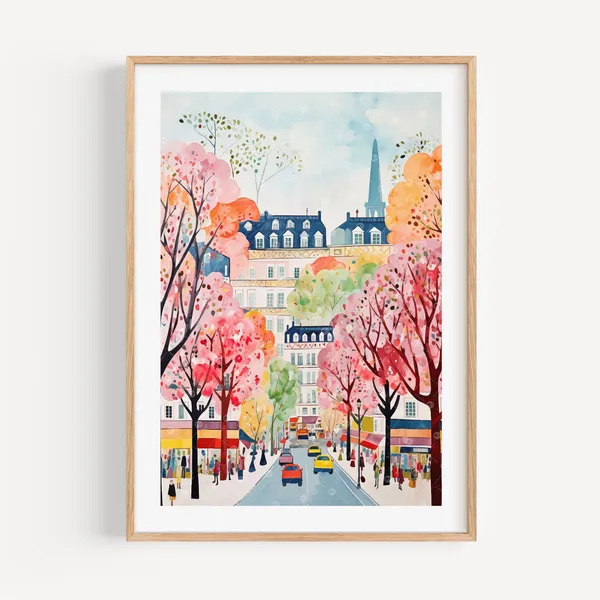 Champs Lyses Paris Colorful Travel Poster, Modern