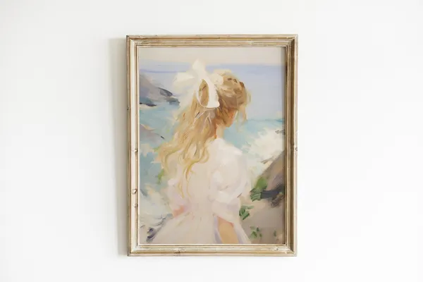 Soft Blue Coastal Print, Vintage Seascape Art Print