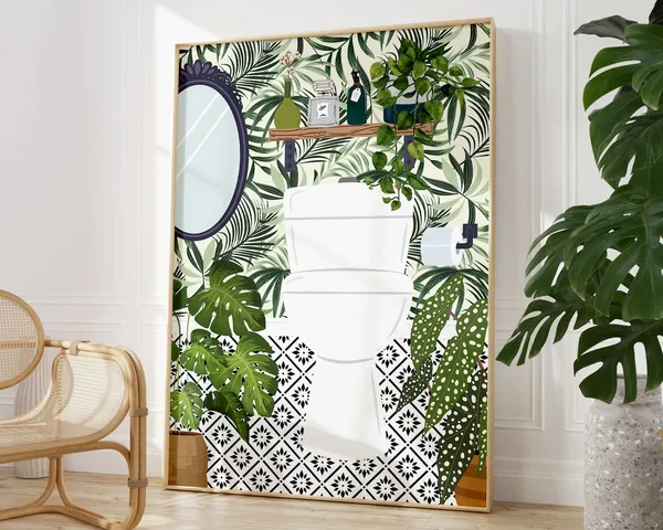 Funny Bathroom Prints Toilet Art, Tropical Maximalist Poster