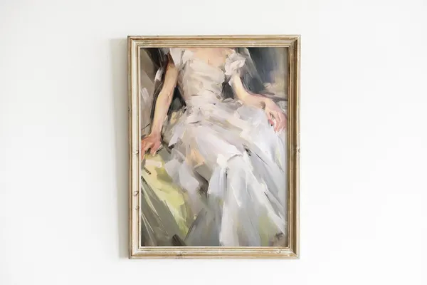Moody Portrait Painting Vintage Regencycore Art Print