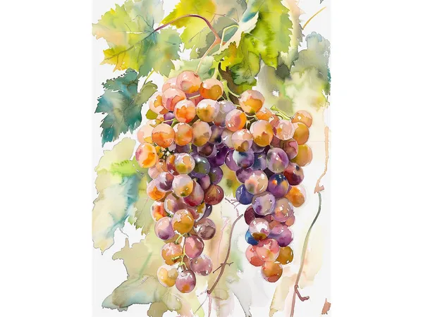 Grapes Watercolor Painting Napa Valley Art Print