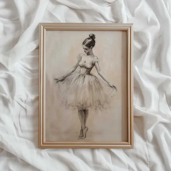 Ballerina Vintage Ballet Sketch Art Print