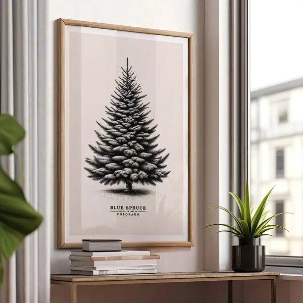 Colorado Blue Spruce Vintage Sketch Art Print