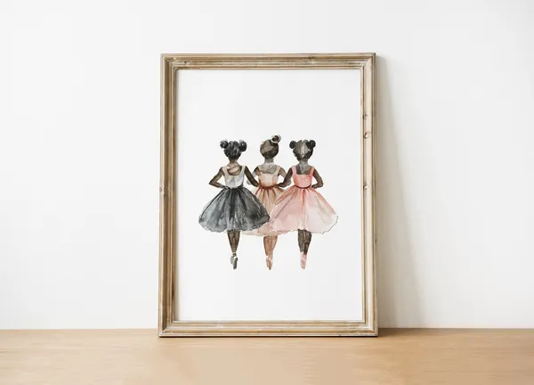 Watercolor Ballerinas Art Print, Girls Room Decor