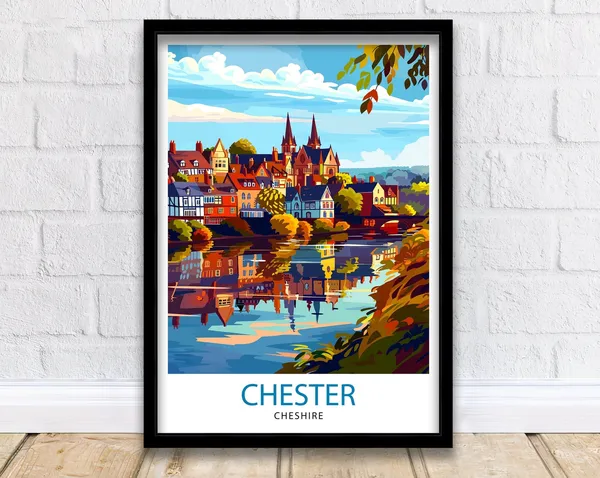 Chester England Travel Poster, UK City Wall Decor