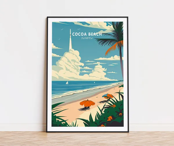 Cocoa Beach Travel Poster, Florida Wall Art Print