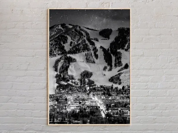 Aspen, Colorado Travel Poster, Black and White Art Print