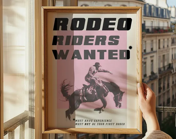 Rodeo Poster, Vintage Cowboy Horse Rider