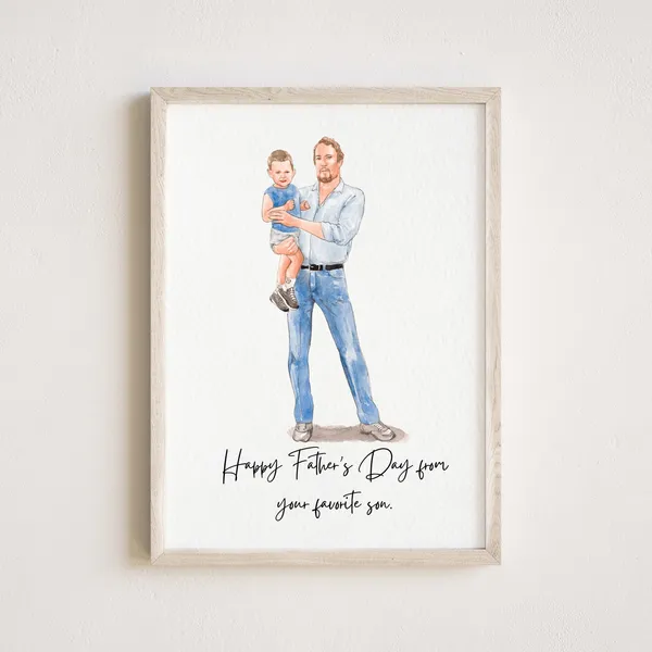 Custom Family Portrait Art Print for Father