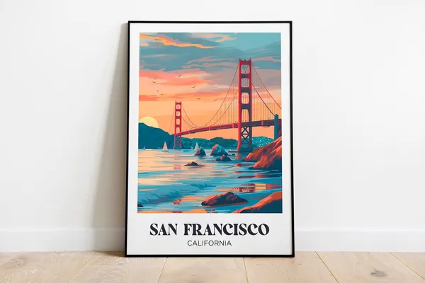 San Francisco Golden Gate Travel Poster, Illustration