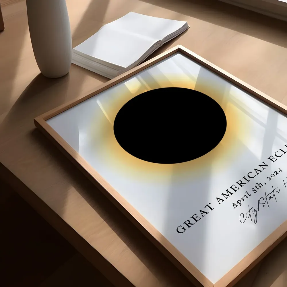 Custom Town Eclipse Art 2024 Travel Poster - Image 5