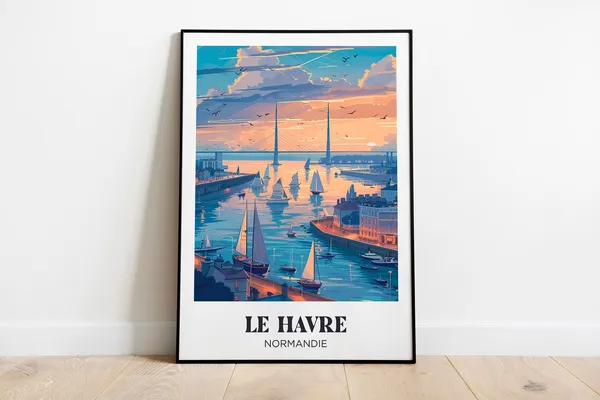 Le Havre Illustration Poster, Normandy Travel Poster