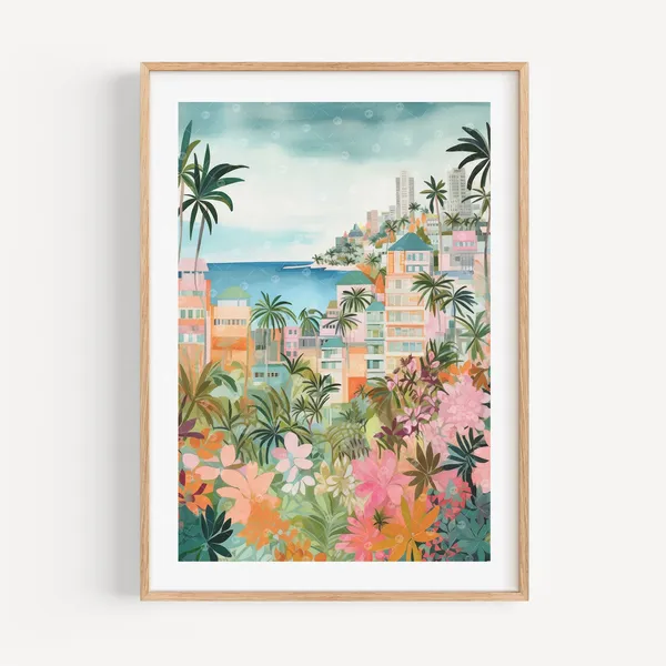 Waikiki Hawaii Coastal Decor Art Print