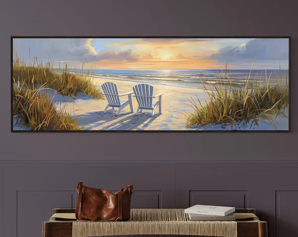 Seaside Tranquility Panoramic Beach Art Print