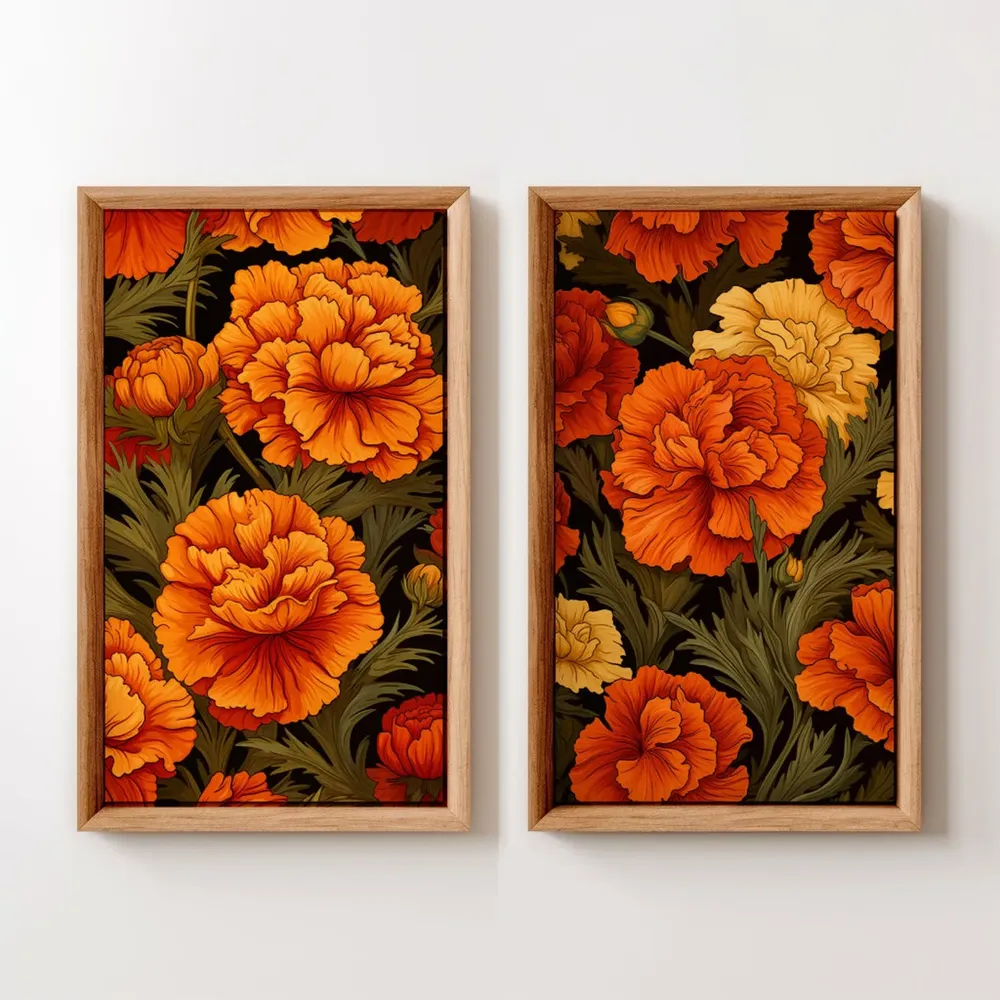 Vintage Marigold Pair, William Morris Style Art Print - Image 6