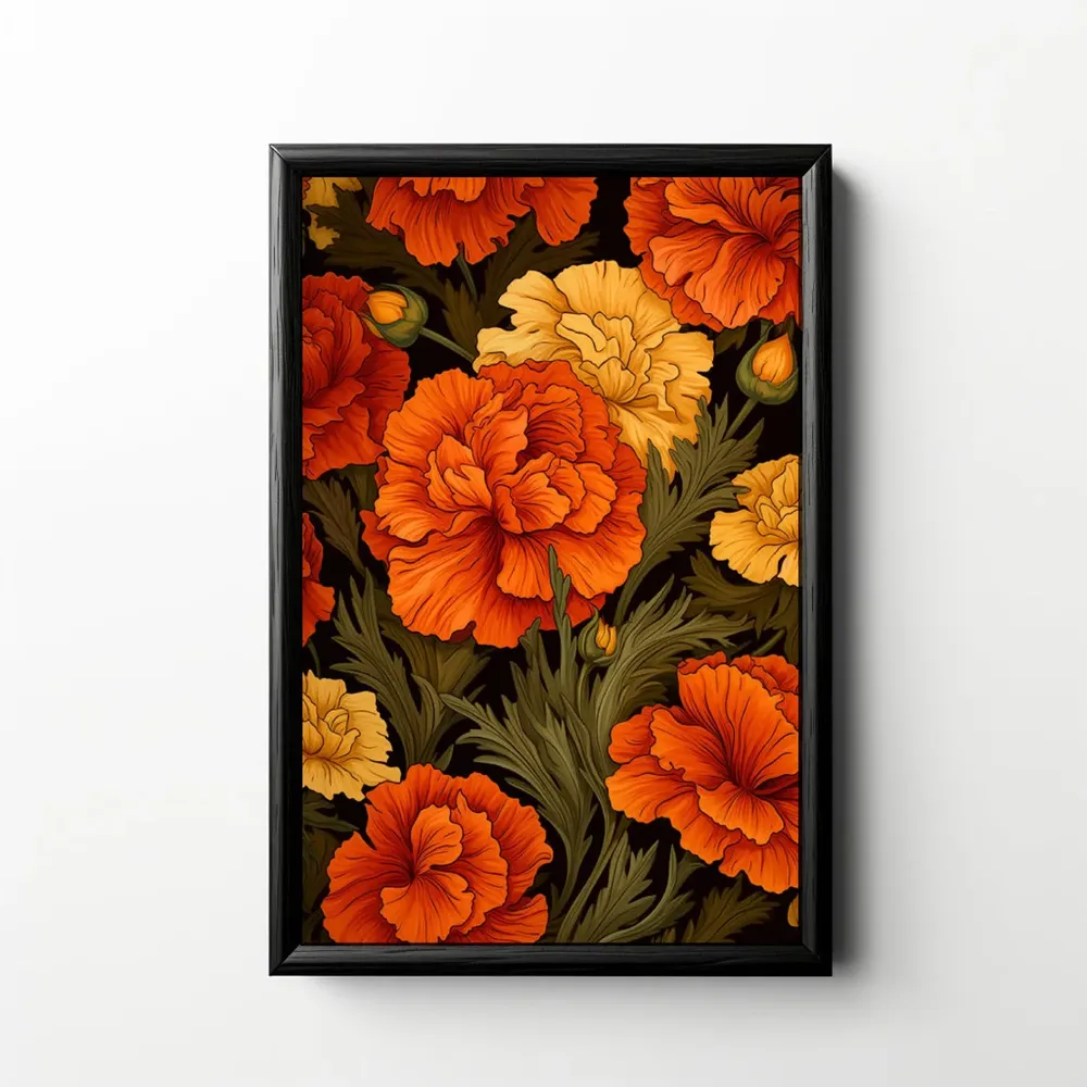 Vintage Marigold Pair, William Morris Style Art Print - Image 3