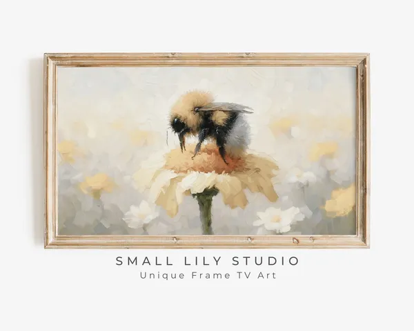 Cute Bee On Flower TV Art, Nursery Wall Art