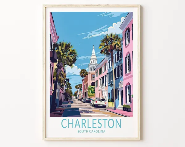 Charleston South Carolina Travel Poster, Personalized Present