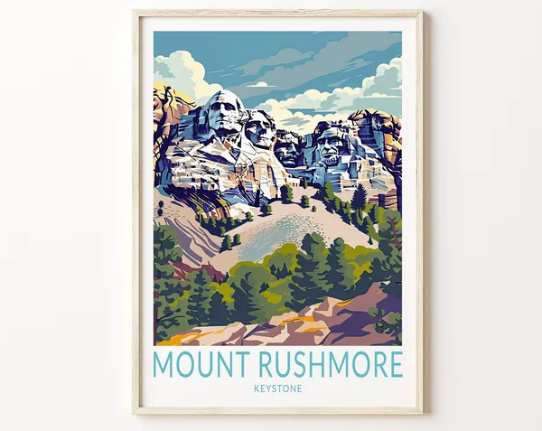 Mount Rushmore Travel Poster, Keystone Memorial Print
