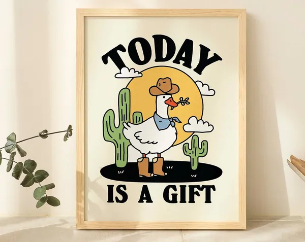 Retro Howdy Cowboy Goose Christian Poster