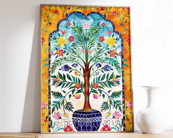 Islamic Floral Art Poster, Traditional Islamic Decor