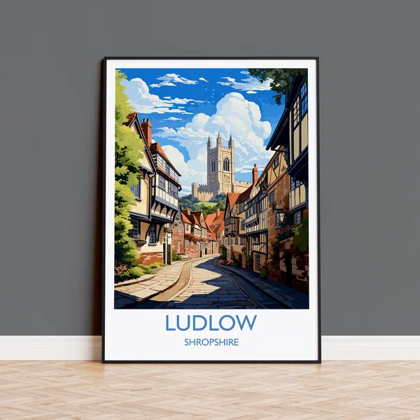 Ludlow Travel Poster, England Shropshire Art Print
