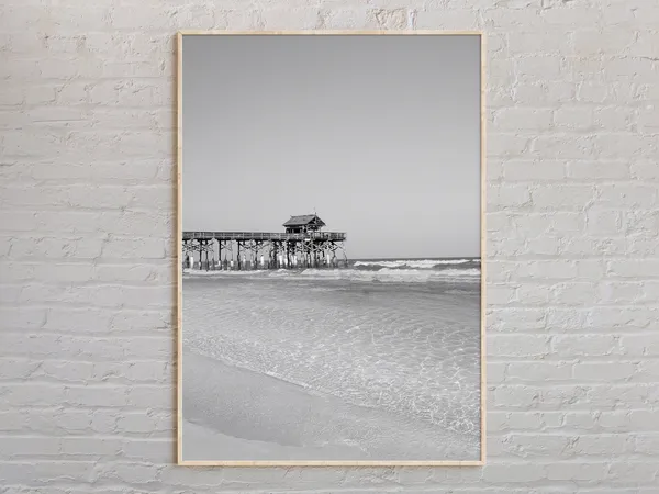 Cocoa Beach Black And White Travel Poster