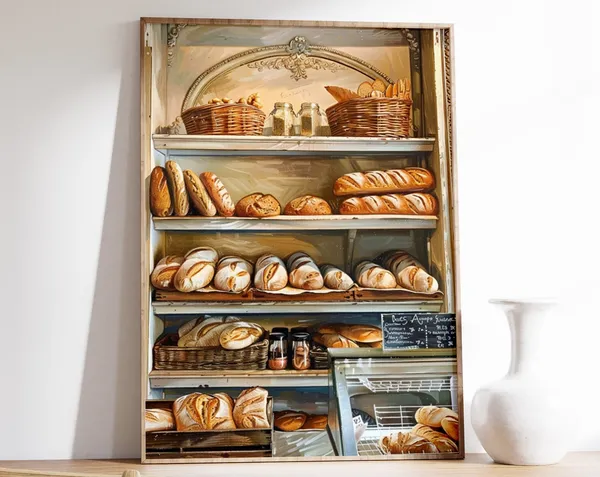 Vintage Bakery Poster, Rustic Kitchen Decor