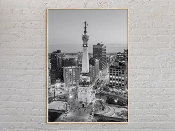 Black And White Indianapolis Photo Art Print