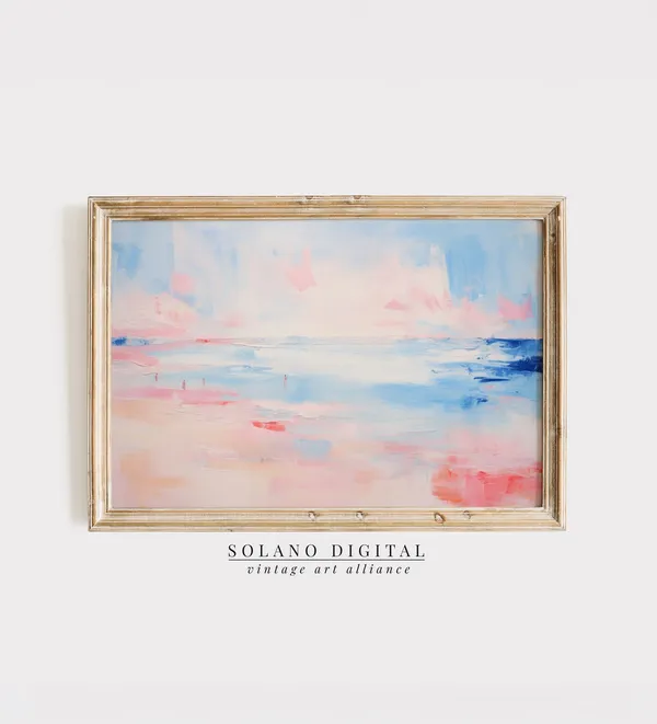 Abstract Coastal Painting Vintage Beach Art Print