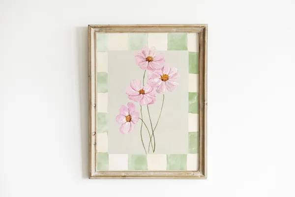 Pink Lilies Vintage Floral Bouquet, Vintage Art Print