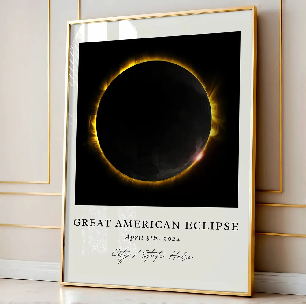Custom Eclipse Artwork 2024 Solar Souvenir Art Print - Image 2