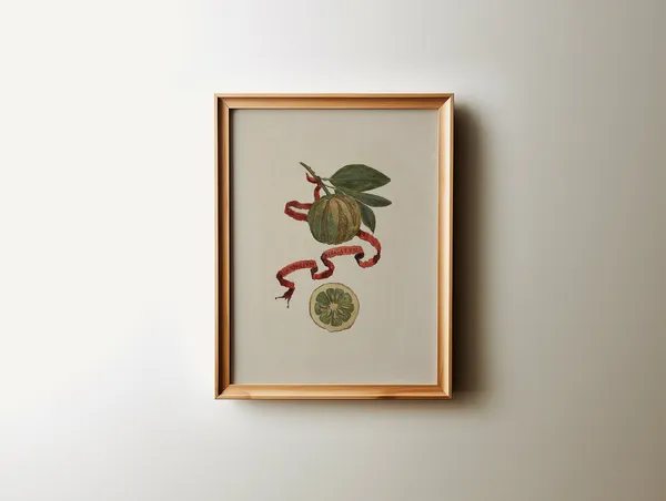 Vintage Citrus Still Life Art Print, Cottage Core Decor