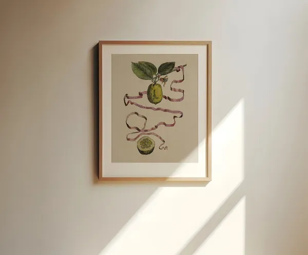 Vintage Limes Still Life Art Print, Cottage Core
