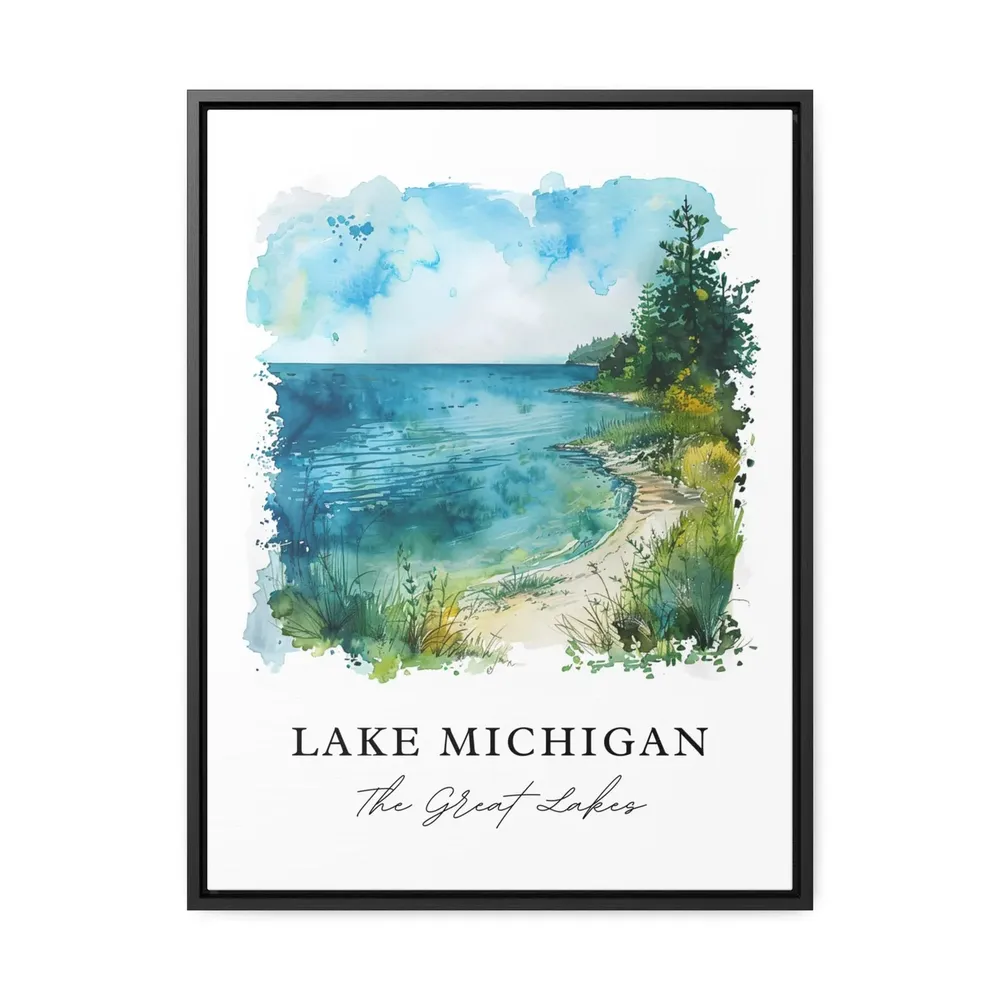 Lake Michigan Watercolor Travel Poster, Great Lakes - Image 3