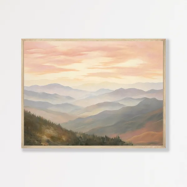 Misty Rolling Hills, Minimalist Landscape Art Print