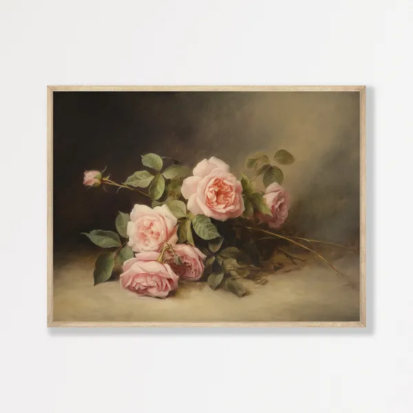 Rustic Rose Vintage Floral Painting Art Print