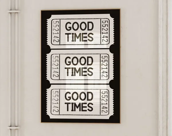 Good Times Black And White Ticket, Retro Art Print