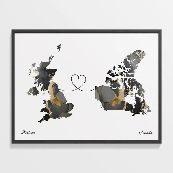 Britain To Canada Map Poster, UK Wall Art