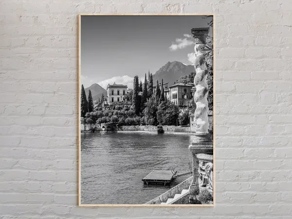 Lake Como Black And White Travel Poster