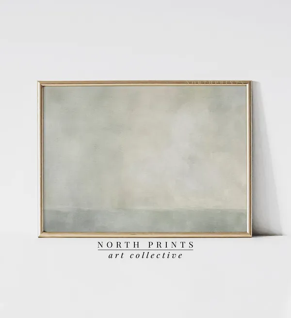 Muted Green Abstract Tonal Painting, Coastal Decor