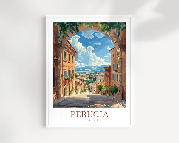 Perugia Travel Poster, Italy Wall Art Decor